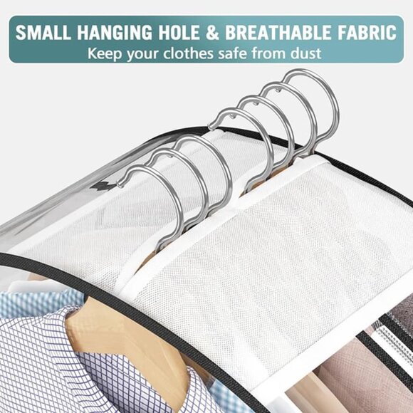 NEW Hanging Plastic Clothes Cover for Coat, Dress, Fur, Shirt, 4 Pack, 40” Long - Picture 6 of 8